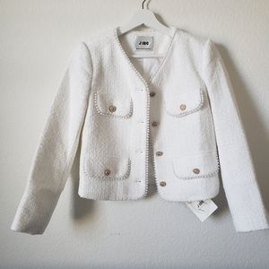 NWT womens ivory white tweed jacket size XS